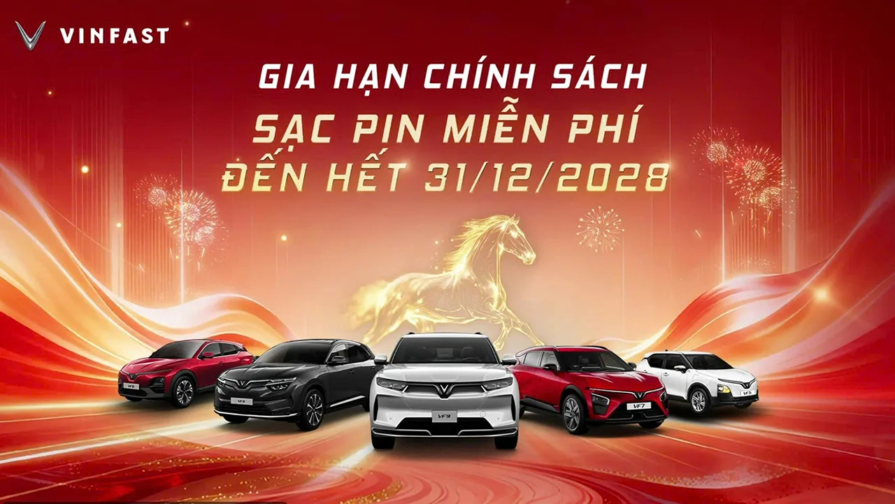 GIA HẠN CHÍNH SÁCH SẠC PIN MIỄN PHÍ ĐẾN HẾT 31/12/2028